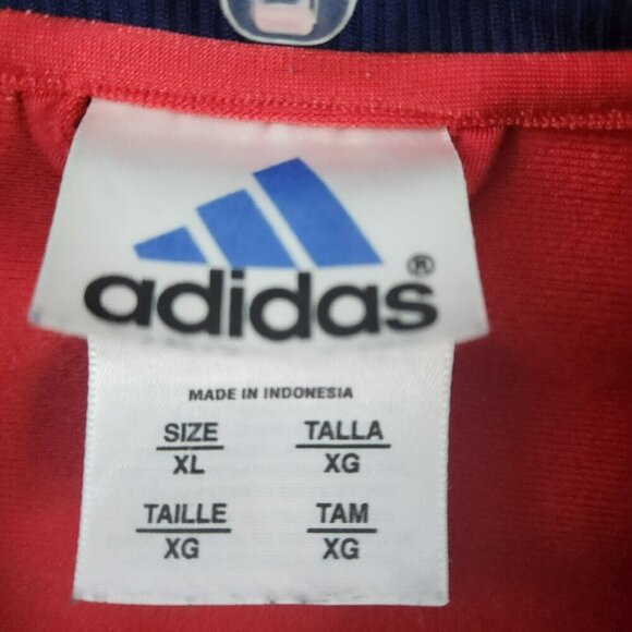 Adidas 3 Stripes Trefoil Warmup Jacket XL Red Navy Full Zip Retro Y2K Vintage - Picture 4 of 14